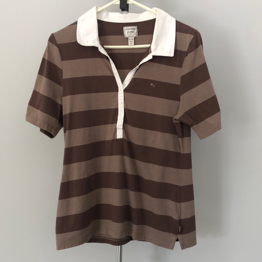 Vintage Tommy Hilfiger Tommy Jeans Polo Style Fitted T Shirt Size Extra Large